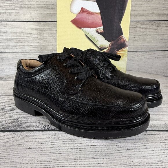 NWT Comfort & Flex Man's Black Leather Oxfords Derby Style Size 8 - Picture 3 of 10